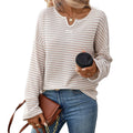 Women Clothing Season Autumn Striped Waffle Knitted Top T shirt Women
