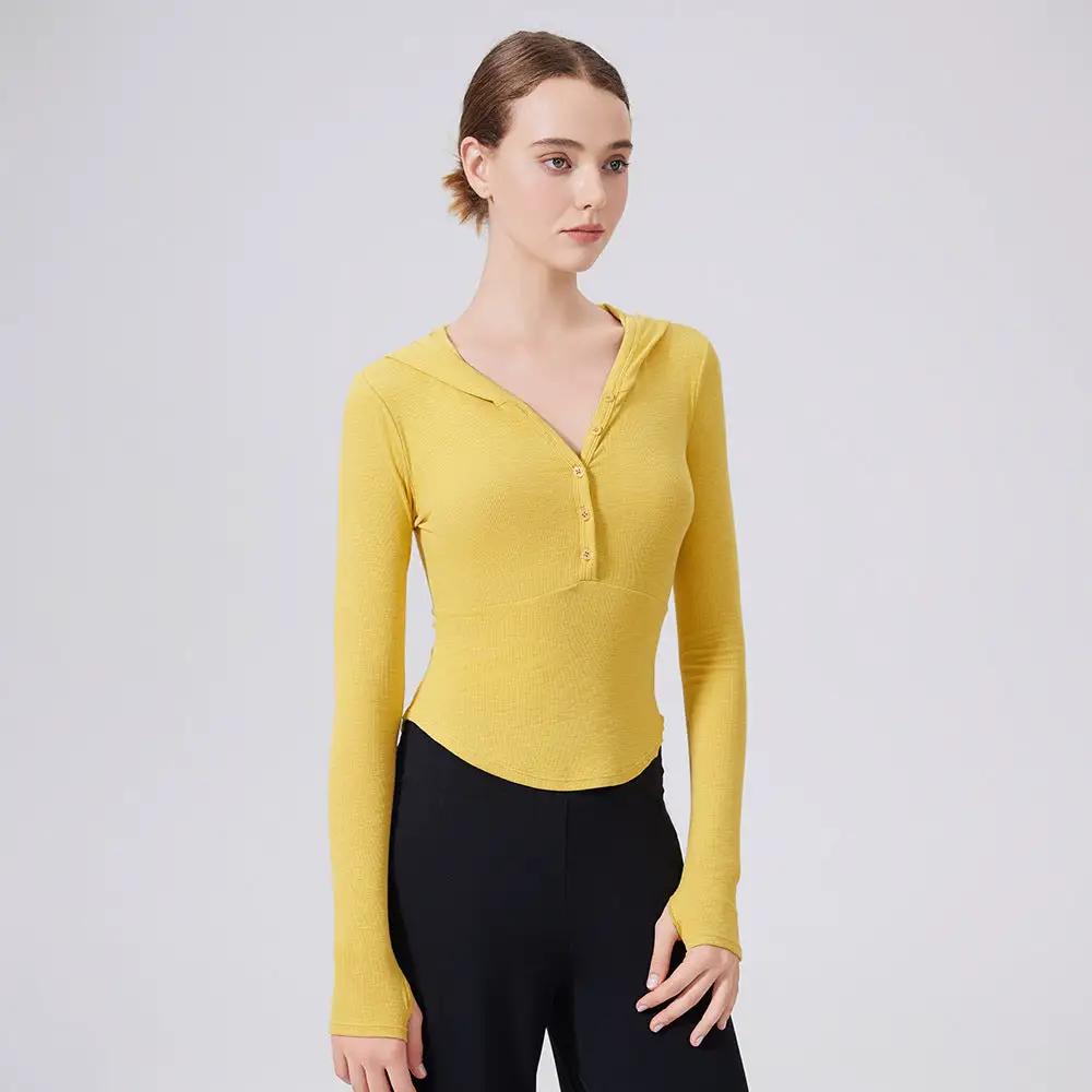 Bamboo Thread Hoodie Slimming Tops Outerwear Workout Clothes Running Yoga Slimming Long Sleeves Henry Sports by Wanita Store