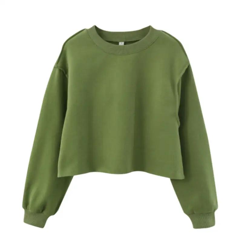 Fleece Lined Long Sleeved Fitness Yoga Wear Top Sports Cropped Short Sweatshirt Women by Wanita Store