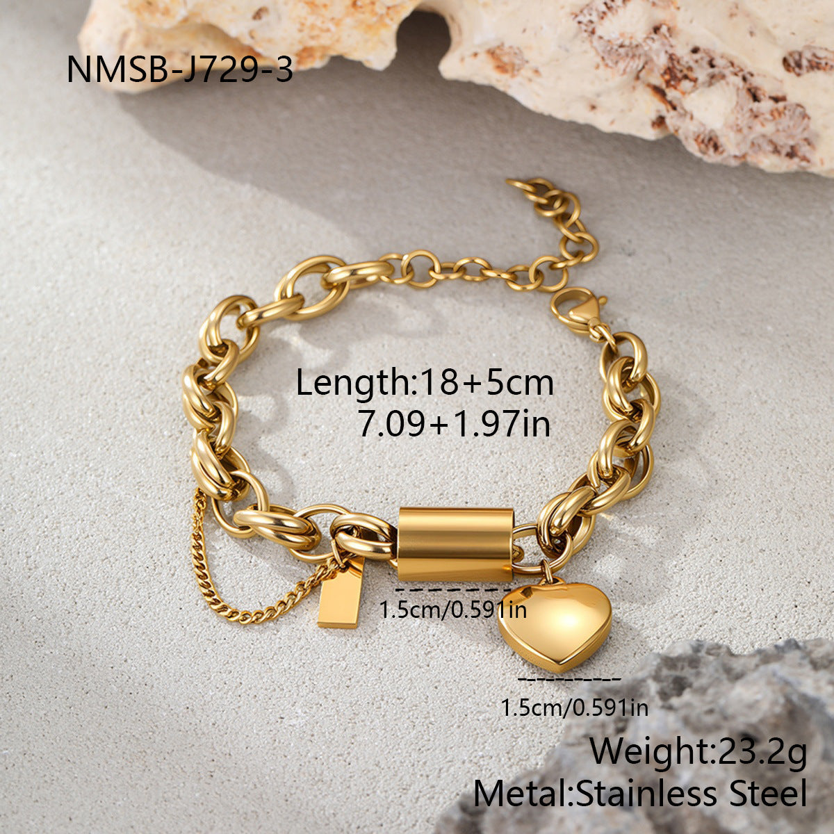 Love Embellished Chain Stainless Steel Bracelet Does Not Fade Personalized Minority Hand Jewelry