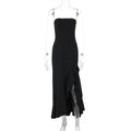 Damenbekleidung Sommer Einfarbig Sexy Schlitz Maxikleid Bandeau-Kleid Damen