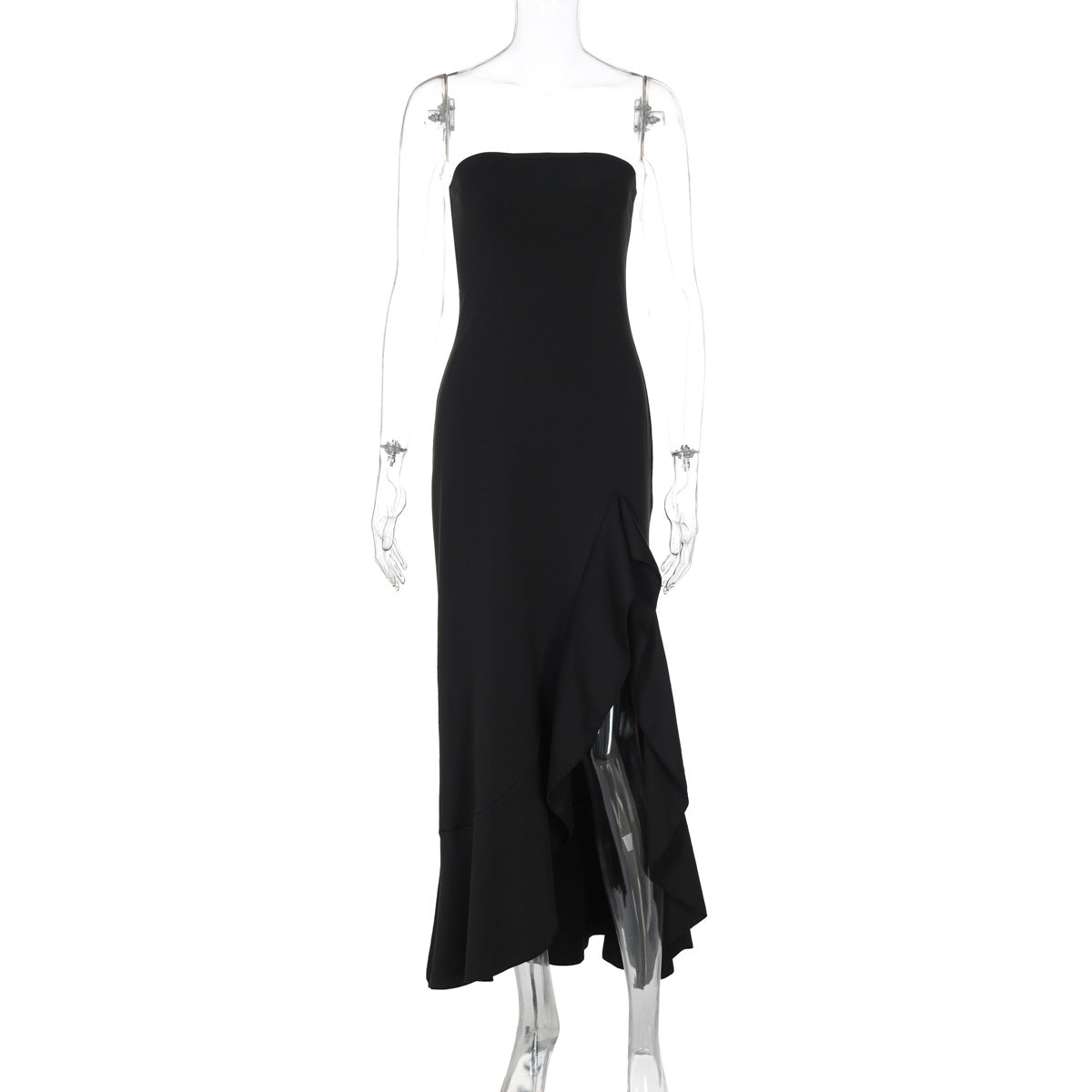 Damenbekleidung Sommer Einfarbig Sexy Schlitz Maxikleid Bandeau-Kleid Damen