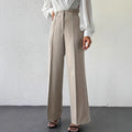 High Waist Slimming Straight Casual Trousers Side Pocket French Office Business Trousers