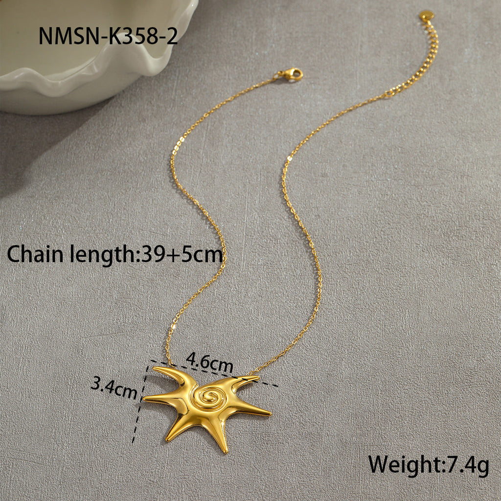 High Grade Titanium Steel Necklace Non Fading Golden Sun Stainless Steel Studs Niche Sold Jewelry