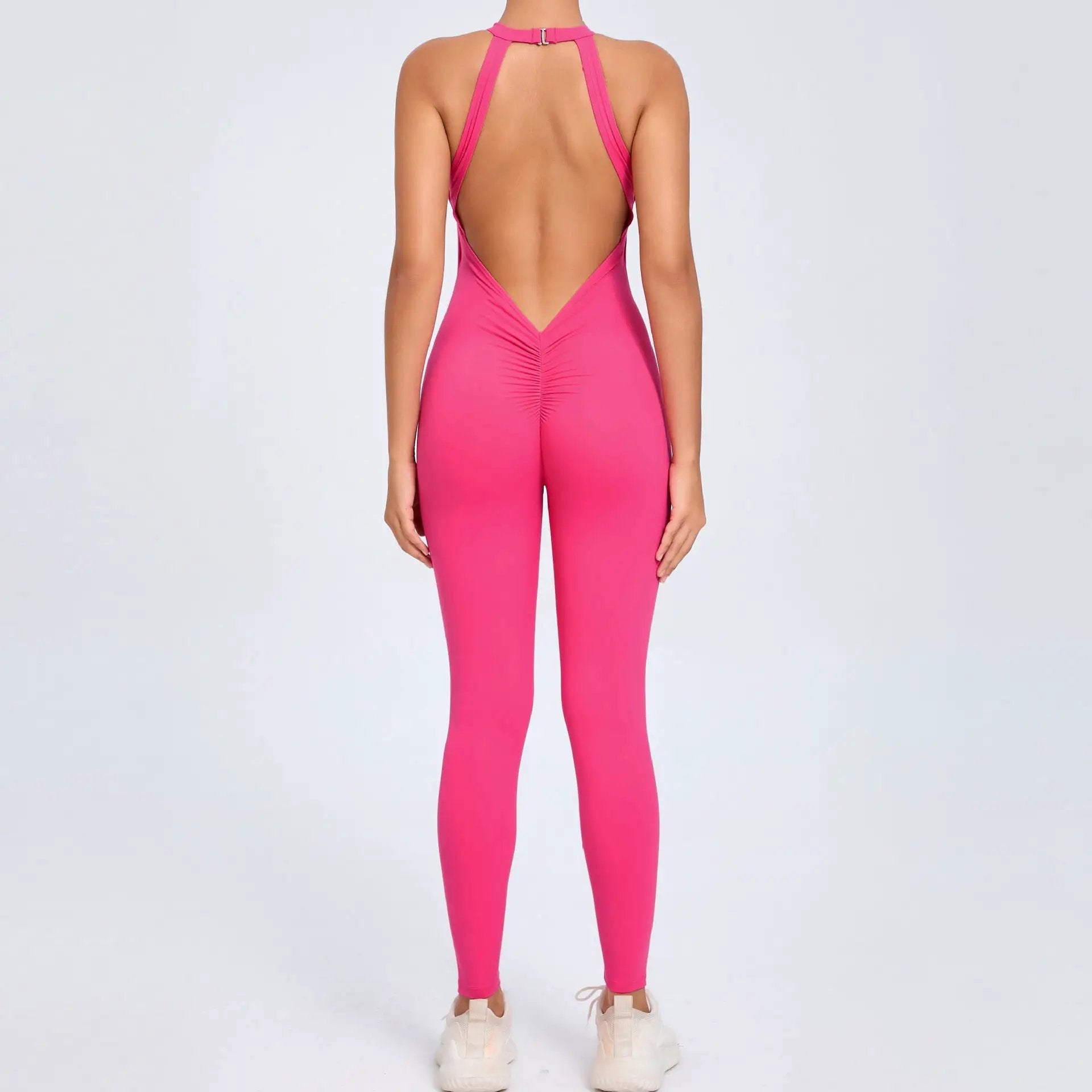 Back Buckle Yoga Jumpsuit Women Peach Hip Backless Sports Quick Drying One Piece Fitness Jumpsuit by Wanita Store