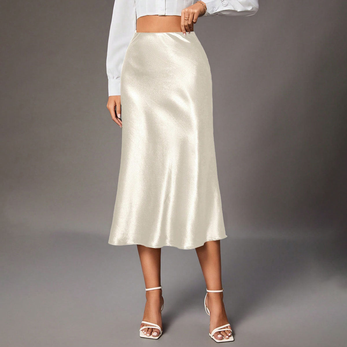 Damenbekleidungsmarke Satin Satinskirt High Sense Kleiner Seidenrock Damenrock