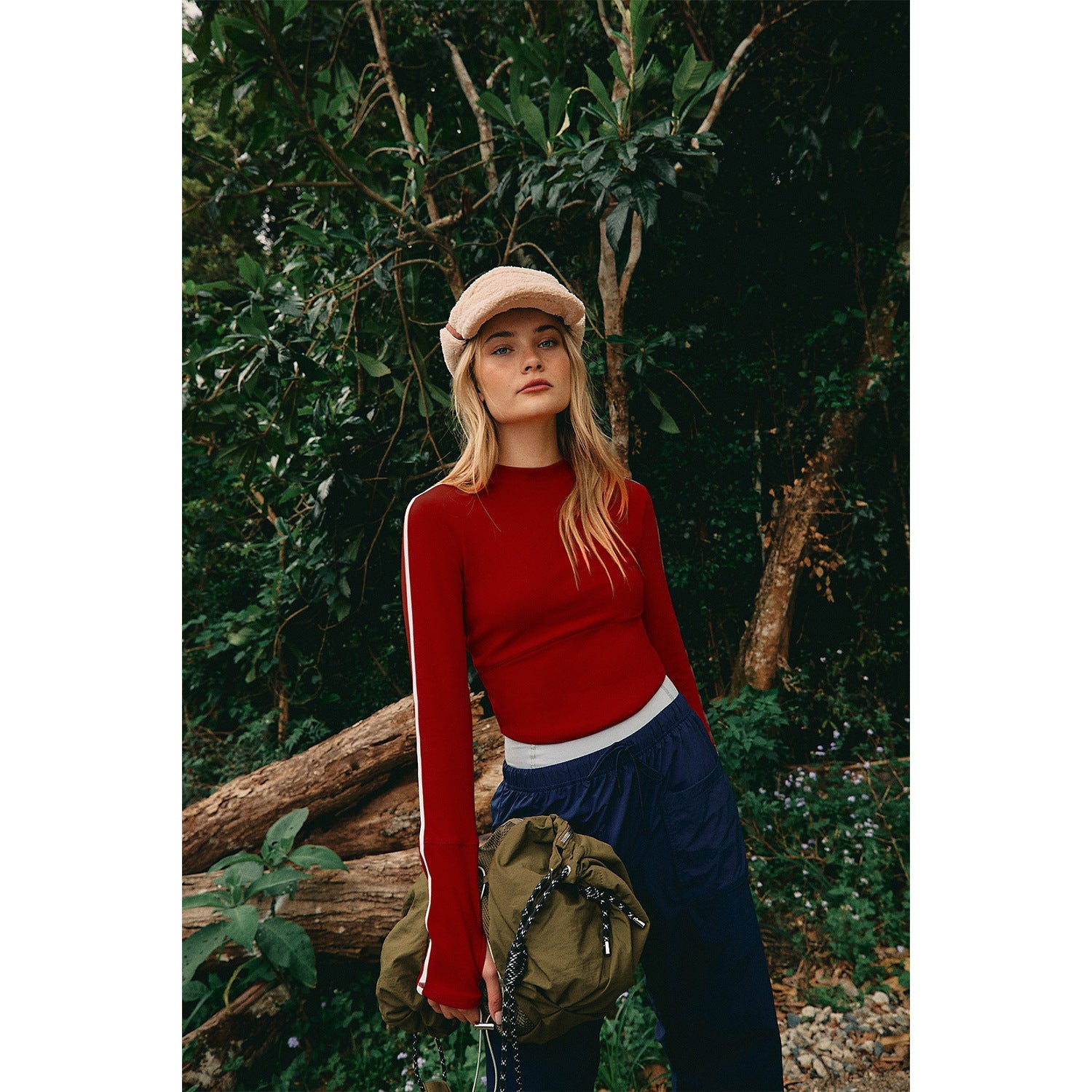 Retro Bars Design Bottoming Shirt Women Spring Contrast Color Slim Fit Shoulder Long Sleeve T shirt Inner Wear Blouse (Runs Small)