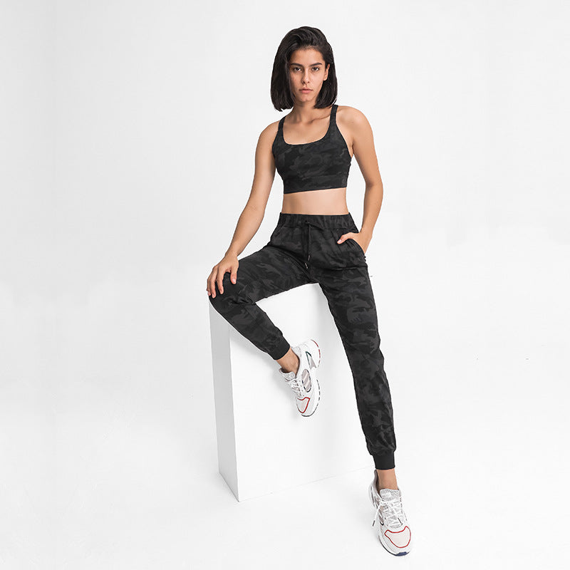 Frühling Sommer Elastische Schnür-Taillen-Yogahose Schlichte Gerade Sportliche Freizeit-Hose mit elastischem Knöchelbund für Damen