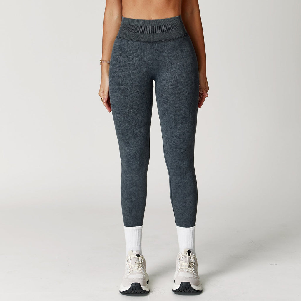 Sollinarry Seamless Stone Washed Yoga Pants High Waist Hip Lift Tight Trousers Running Sports Fitness Yoga Trousers for Women