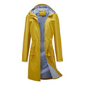 Frühling Herbst Langer Freizeit Trenchcoat Damen Wasserdicht Kapuze Einfarbig Top Gestreiftes Futter Gerader Mantel