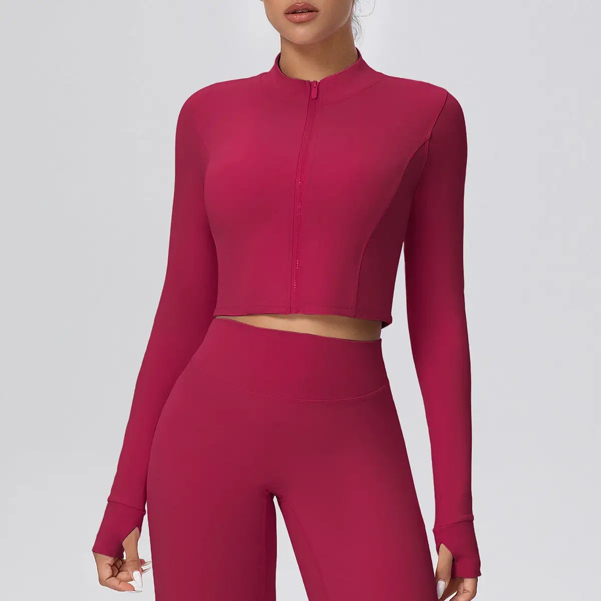 Zipper Outdoor Running Sports Yoga Jacket Slimming Workout Long Sleeve Coat Girls Quick Drying Yoga Clothes Women by Wanita Store