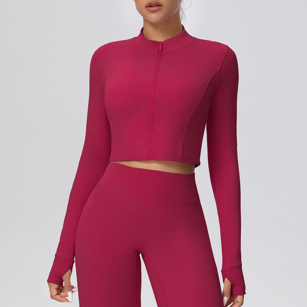 Zipper Outdoor Running Sports Yoga Jacket Slimming Workout Long Sleeve Coat Girls Quick Drying Yoga Clothes Women
