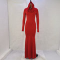 Damenbekleidung Herbst Einfarbig Schmale Passform Kapuze Langarmkleid