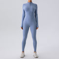 Reißverschluss Nude Feel Langarm Yoga Jumpsuit Damen Sport Fitness Training Tanz Einteiler Bodysuit