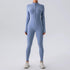 Zipper Nude Feel Long Sleeve Yoga Jumpsuit Women Sports Fitness Training Dance One Piece Bodysuit by Wanita Store