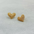 Sweet Elegant High-Grade Diamond Three Dimensional Love Heart Stud Earrings Affordable Luxury Exquisite Peach Heart 925 Earrings Women
