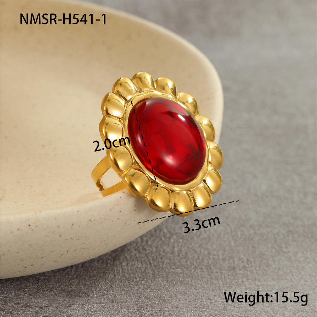 Agate-like Stainless Steel Ring Retro High Sense Affordable Luxury Titanium Steel Ring Jewelry