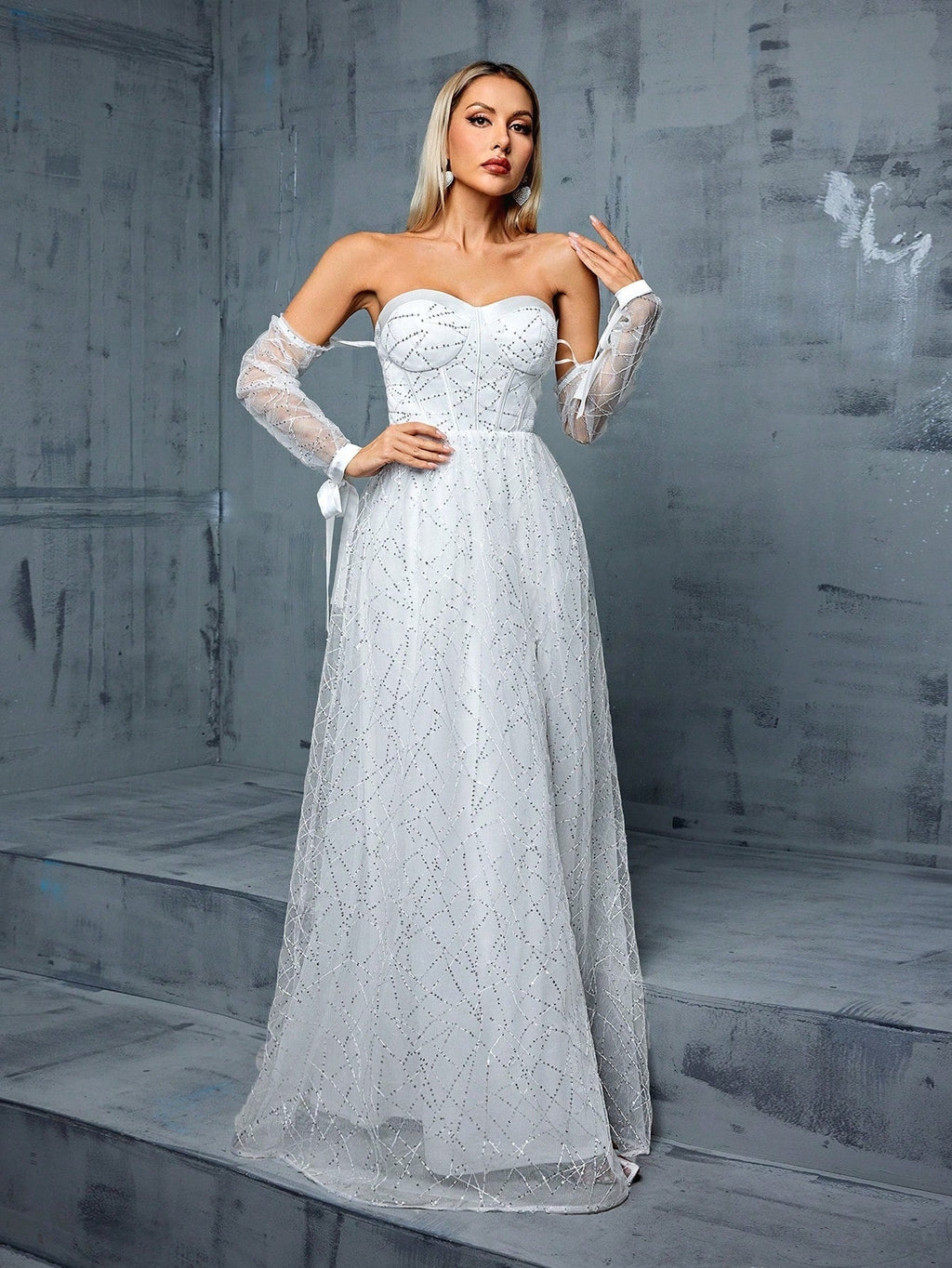 Off-Shoulder Tube-Top Abendkleid Rückenloses Schlitzkleid Studiofotografie Reisefotografie Leichtes Hochzeitskleid Jahrestagskleid