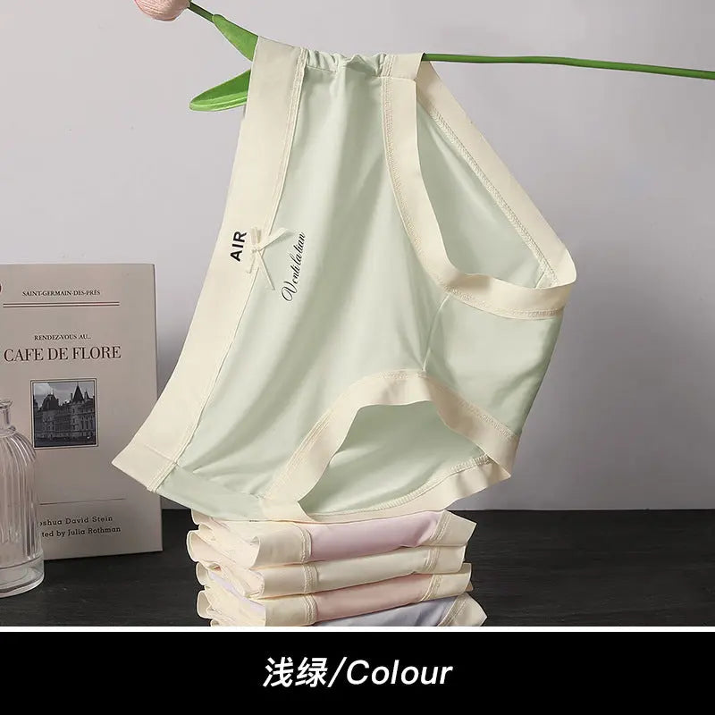 Ice Silk Seamless Underwear for Women 7A Antibacterial Cotton Inseam Summer Thin Mask Pants Nude Girl Mid-Waist Briefs SHOPEZRA L.L.C.