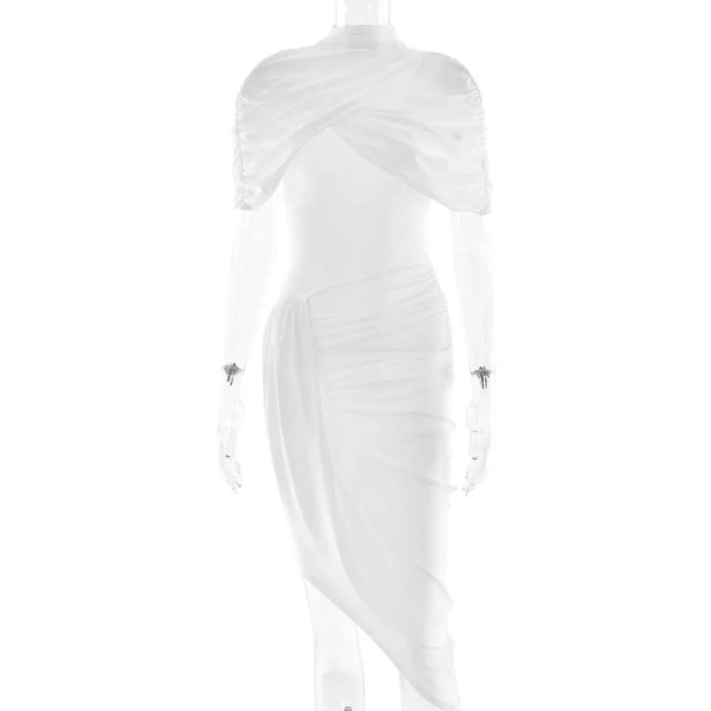 Elegant Slim Pleated Dress Sexy Backless Sheath Women Dress by Wanita Store