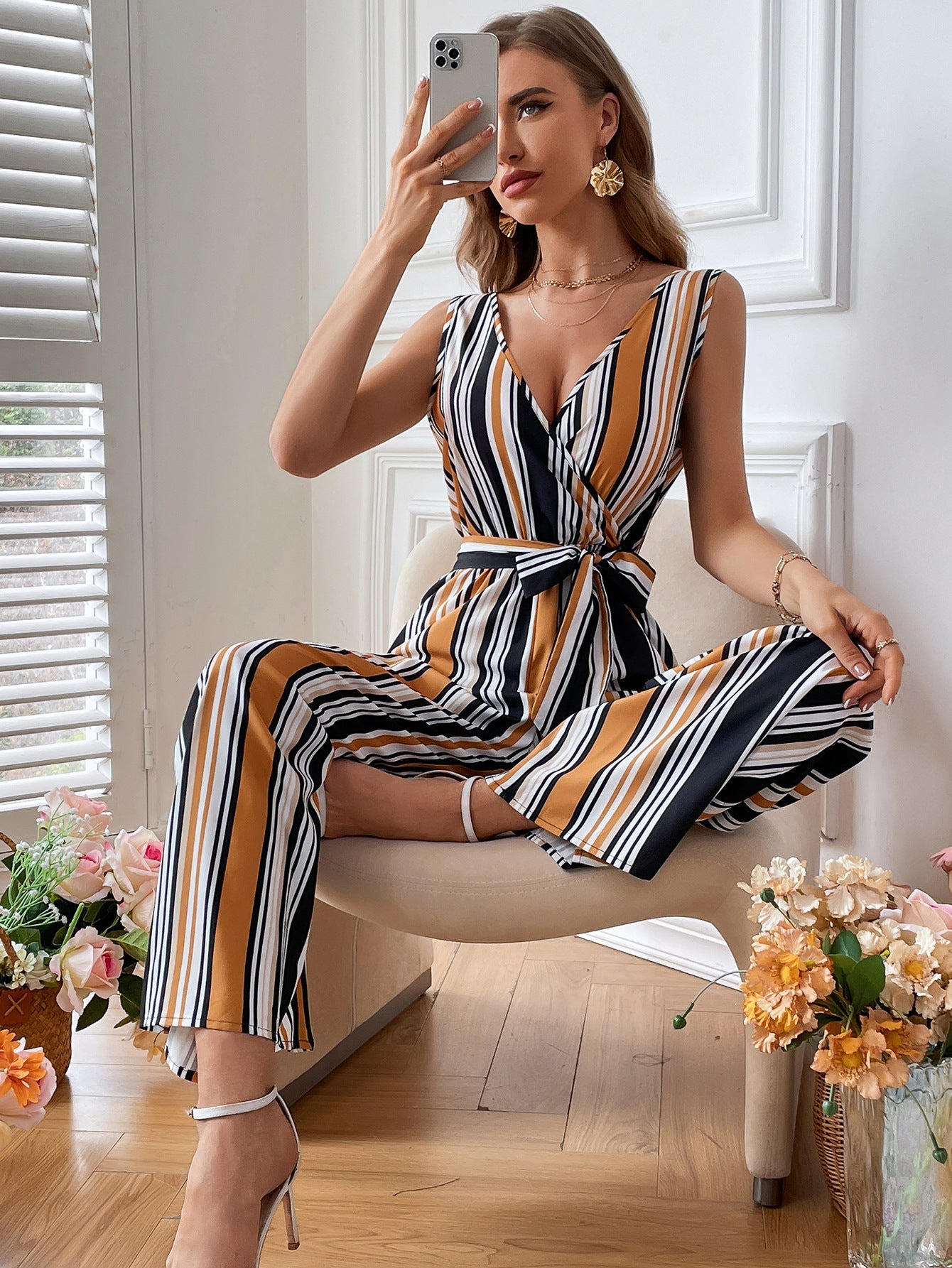 Damenbekleidung Gestreifter Jumpsuit
