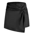 Damen Skort Wildleder Gekräuselt Hosenrock Heap Plissiert Unregelmäßiger Asymmetrischer Hosenrock Kurzer Rock