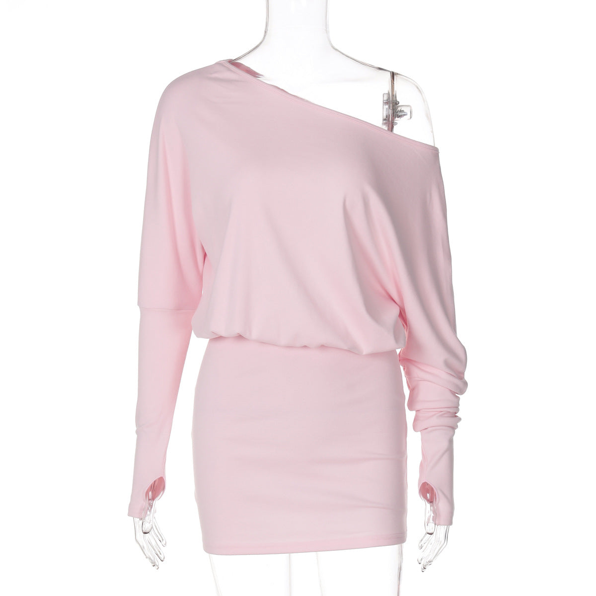 Damenbekleidung Herbst Personalisierte One Shoulder Cold Shoulder Langarm Faux Zweiteilige Taille Slimming Hüfte