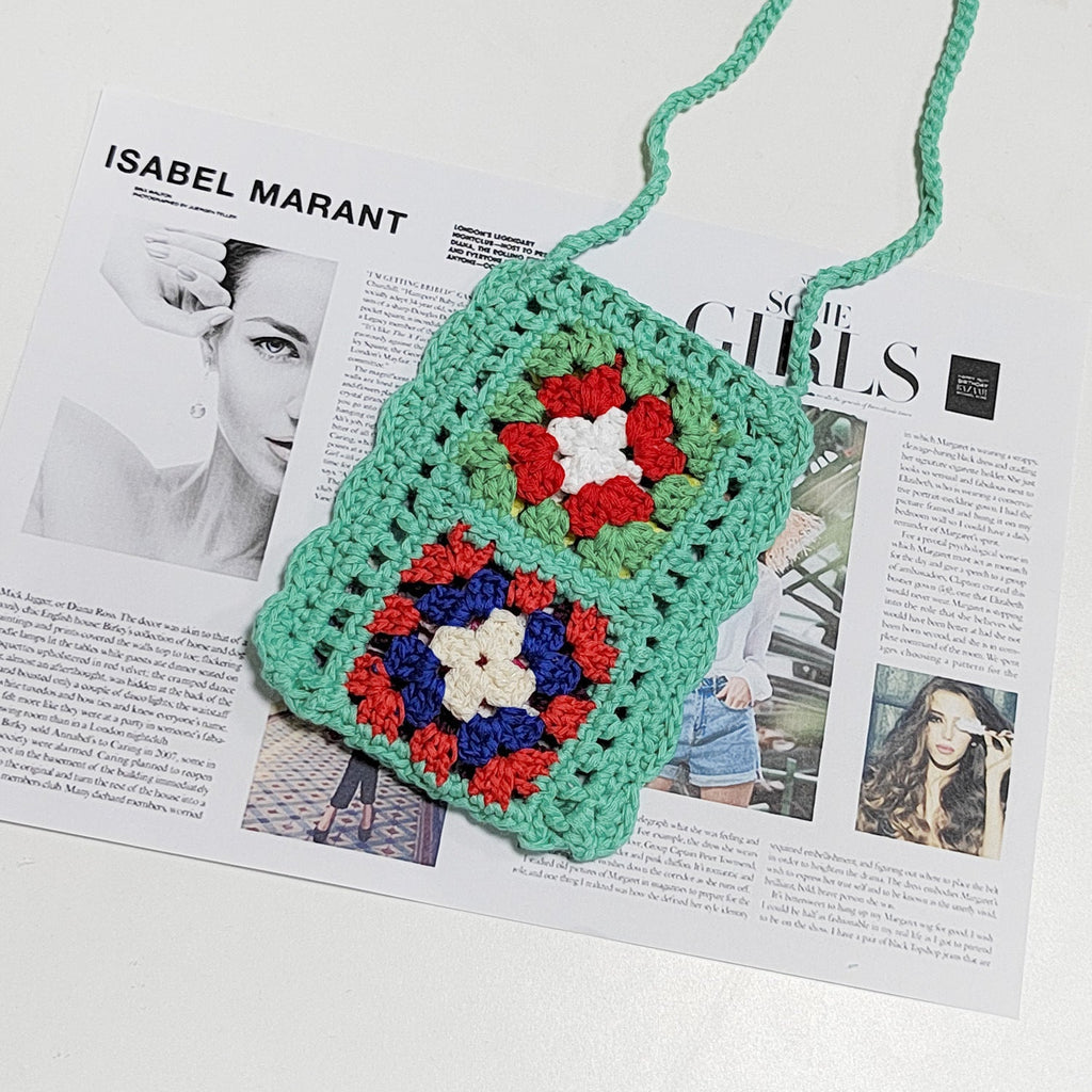 Handgemachte Strickwolle Häkeln Internet Berühmtheit Ethnische Handy Tasche Gemischte Farbe Zufällig Einteiler Umhängetasche
