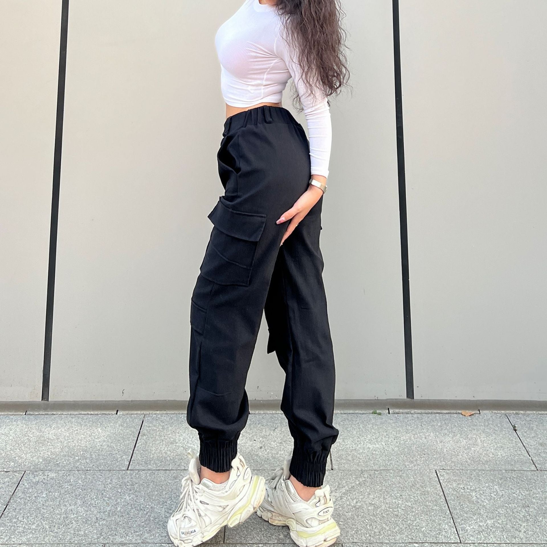 Trendige Cargohose High Street Damen Hose Jogginghose Mehrfachtaschenhose Locker Street Gerade Knöchelgebundene Hose