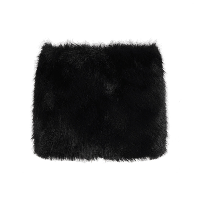 Autumn Winter Furry Stitching Sexy Hip Skirt Short Skirt Personality Street Skirt