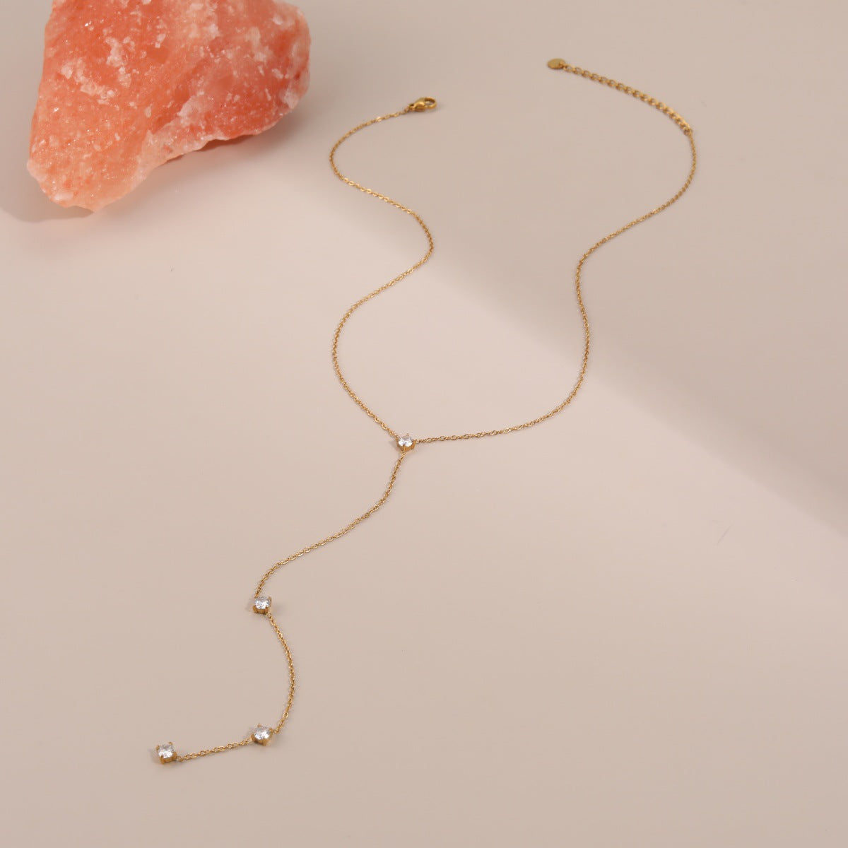 Simple Tassel Long Necklace Ornament Long Zircon Embellished Y Shaped Necklace