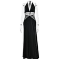 Sommer Elegantes tiefes V Plunge Seidiges Satinkleid mit Steppnaht, Neckholder und tailliertem, sexy Schnitt
