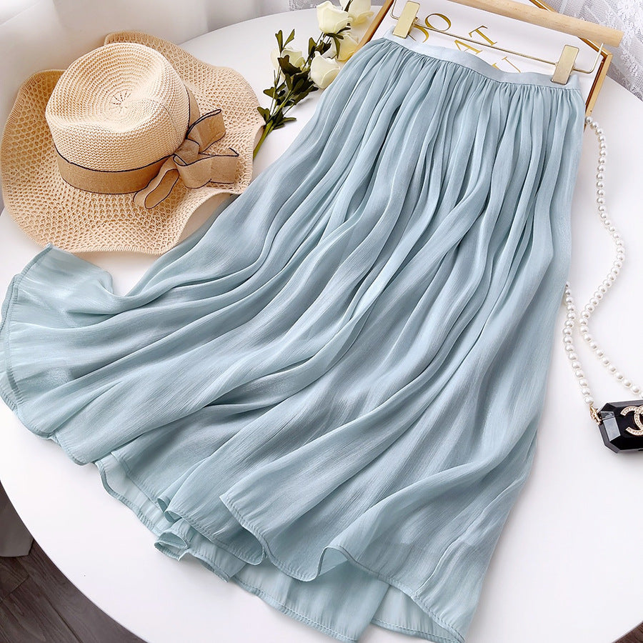 Mercerisierte Rock Damen Slim Fit Schlankmachend Mittellang A-Linie Rock Verziert Elegant Sommer Organza Rock