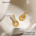 Retro Geometric Abstract Diamond Stud Earrings Stainless Steel Earrings Non Fading Gold Plated Light Luxury Earrings for Women