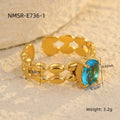 Wild Inlaid Zircon Stainless Steel Ring Non Fading Women 18K Gold Plating Titanium Steel Ornament