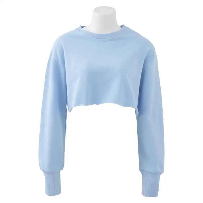 Cropped Cropped Hoodie Women Clothing Fleece Lined Pullover Long Sleeve Yoga Fitness Sports Coat by Wanita Store