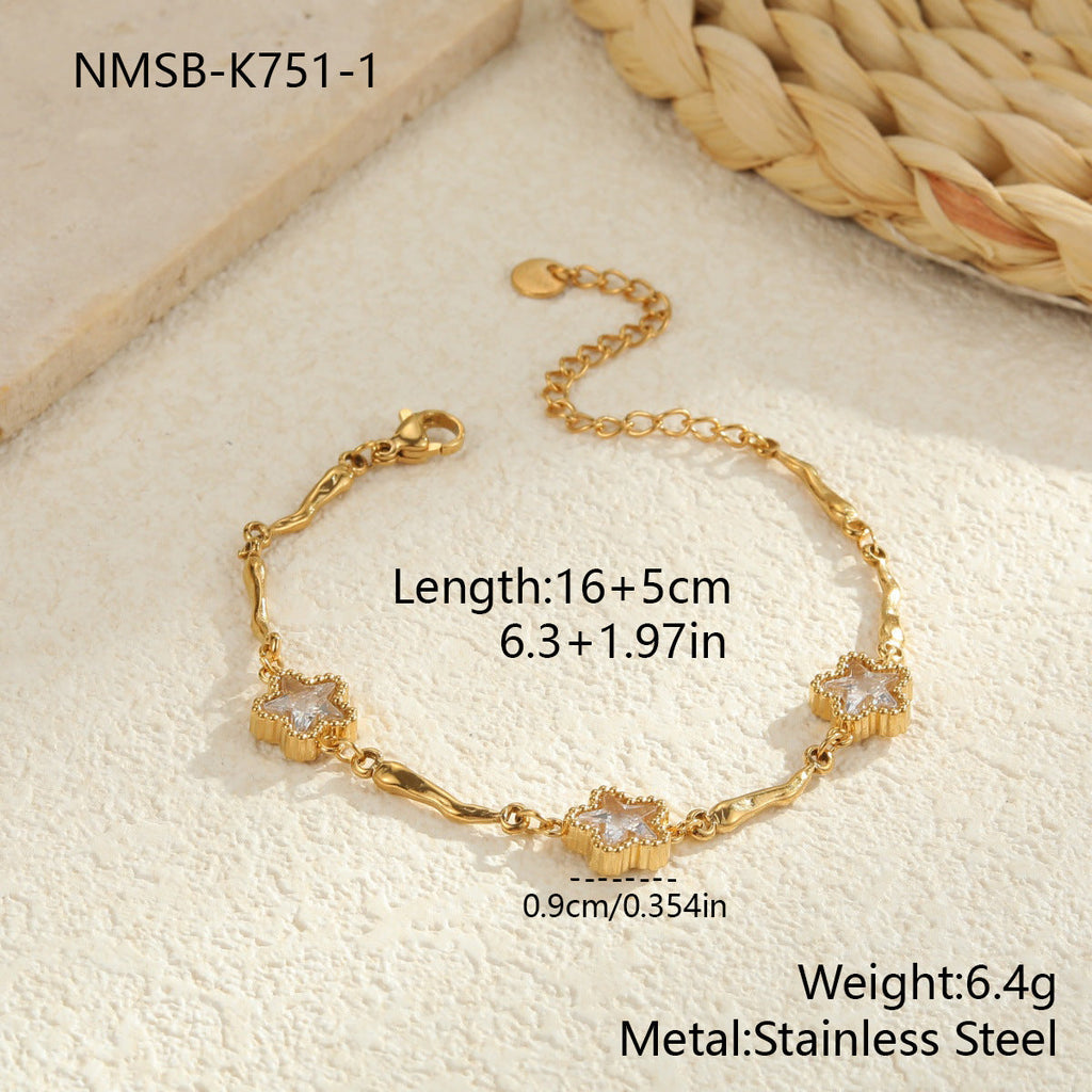 Inlaid Color Zircon Stainless Steel Bracelet Non Fading Light Luxury High Grade Sense Ornament