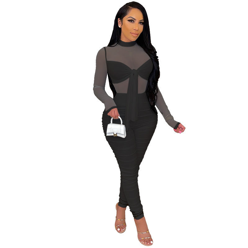 Damenbekleidung Overall Damen Herbst Sexy Mesh Damenbekleidung Einteiler Hose
