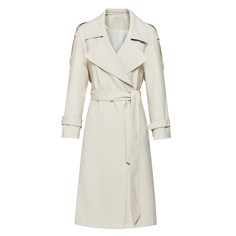 Element Kate Trenchcoat Damen Lang Frühling Herbst Retro Britisch Schnürkragen Lockerer Mantel