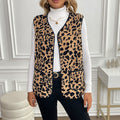 Sleeveless Outer Wear Vest Women Autumn Winter Leopard Cardigan