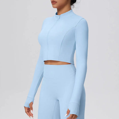 Zipper Outdoor Running Sports Yoga Jacket Slimming Workout Long Sleeve Coat Girls Quick Drying Yoga Clothes Women by Wanita Store