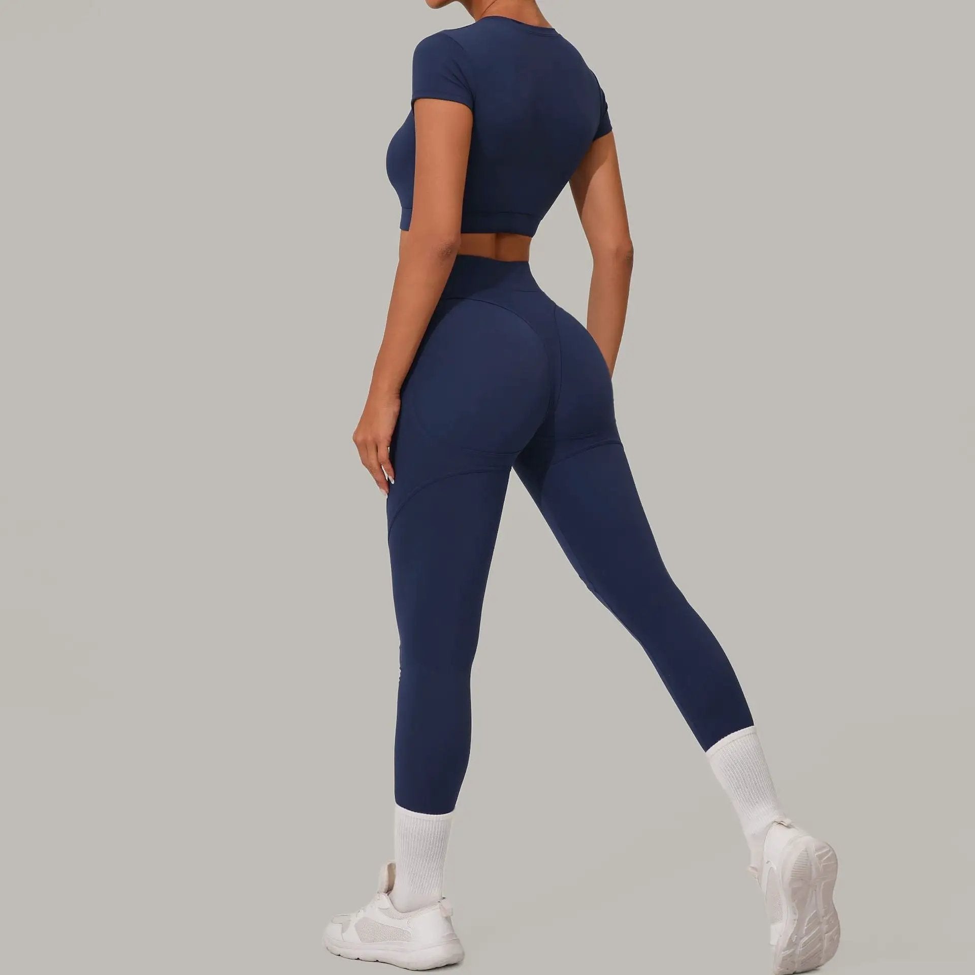 Autumn Sand Brushed Yoga Two Piece Sets Tight High Waist Hip Lifting Yoga Running Exercise Workout Outfit by Wanita Store
