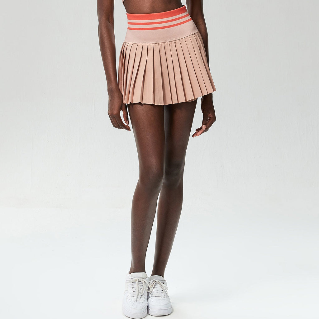 High Waist Gewinde Sport Fitness Kurzer Rock Damen Anti-Exposition Outdoor Schnelltrocknend Laufen Badminton Tennis Rock