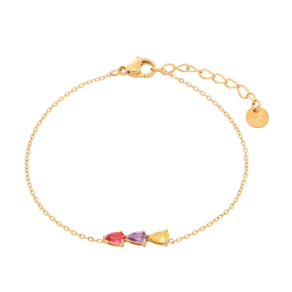 Water Drop Zircon Titanium Steel Bracelet Women Simple Colorful Crystals Personality Stainless Steel Bracelet