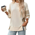 Damen Rundhals-Sweatshirt, mehrfarbig, Rundhals, vielseitig, leger, weit geschnitten
