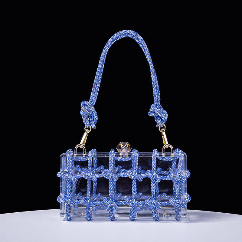 Spring Summer Alec Transparent Storage Box Handcraft Braiding Rope Small Square Bag Underarm Handbags