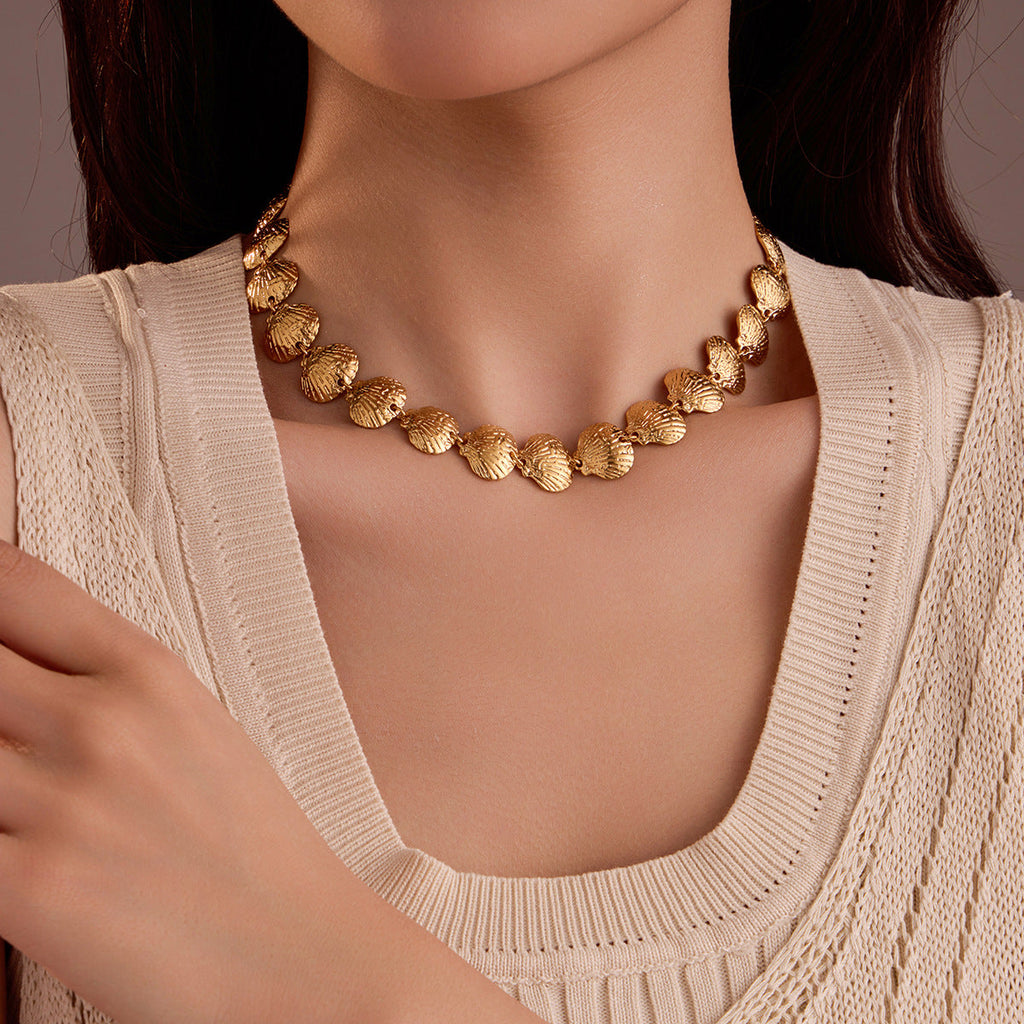 Trendy All Match Beach Stainless Steel Shell Clavicle Chain Necklace Titanium Steel Ornament Women