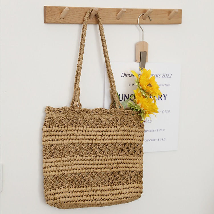 Fairy Hollow Out Cutout Strohtasche Sommer Kleine Schulter Gewebte Tasche Urlaub Strandtasche Damen Tasche