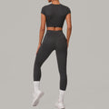 Herbst Sand Gebürstet Yoga Zweiteilige Sets Eng Anliegend Hohe Taille Hüftstraffend Yoga Laufen Training Outfit