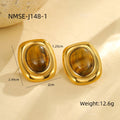 French Old Money Tigereye Oval Earrings Women Atmosphere Elegance Retro Earrings Earrings